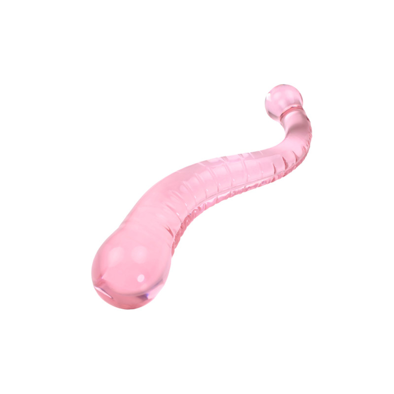 Be Bondage Gode Pyrex Incurvé Tentacule Unisexe Verre Rose Vue Allongée Côté large