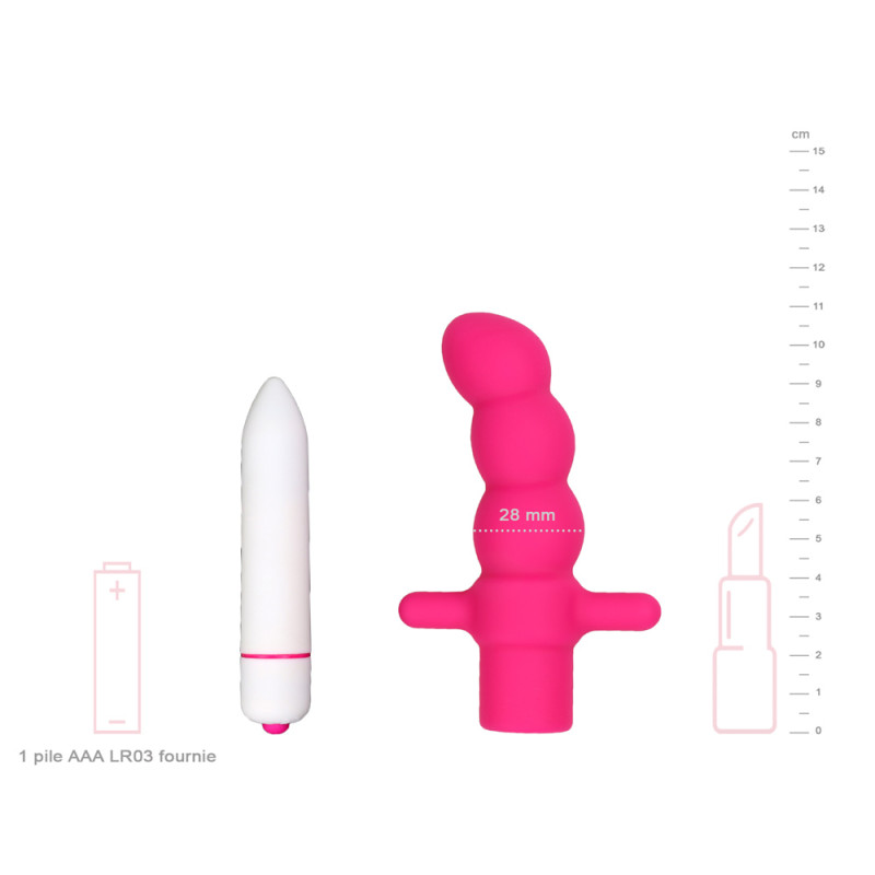 Vibromasseur Anal 2 en 1 Pimpant Rose avec dimensions