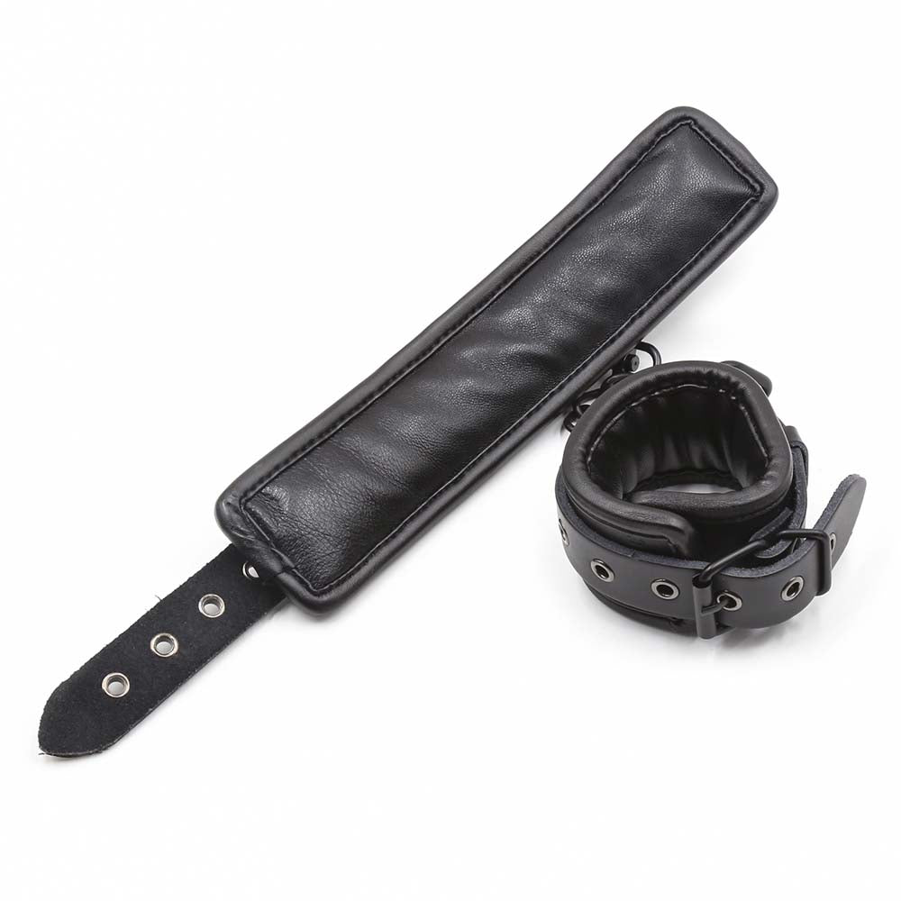 Menottes Molletonnées Noires en Cuir