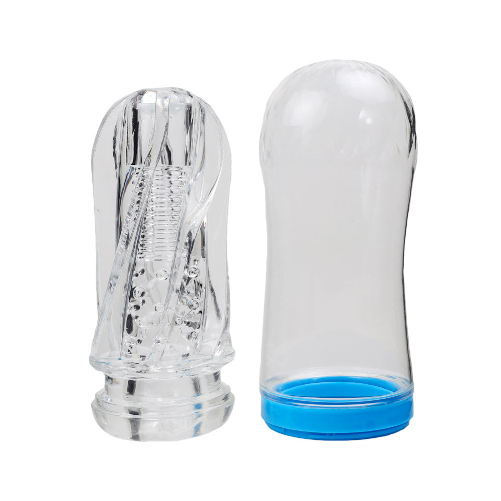 etreinte gaine de masturbation transparente avec boitier de protection