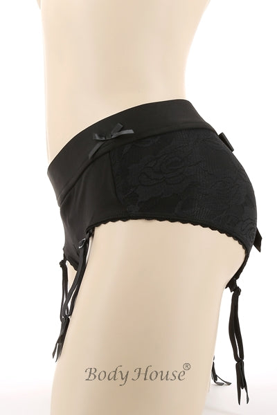 Sextoy harnais culotte jarretières nylon spandex Spareparts Bella noir