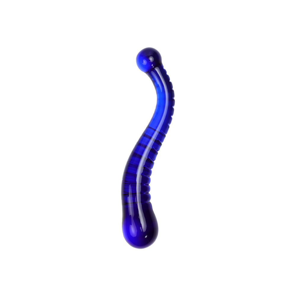 Be Bondage Gode Pyrex Incurvé Tentacule Unisexe Verre Bleu Debout Vue de Face
