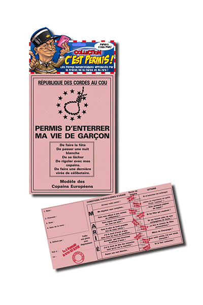 Permis Enterrement Vie De Garçon de La Main au Panier