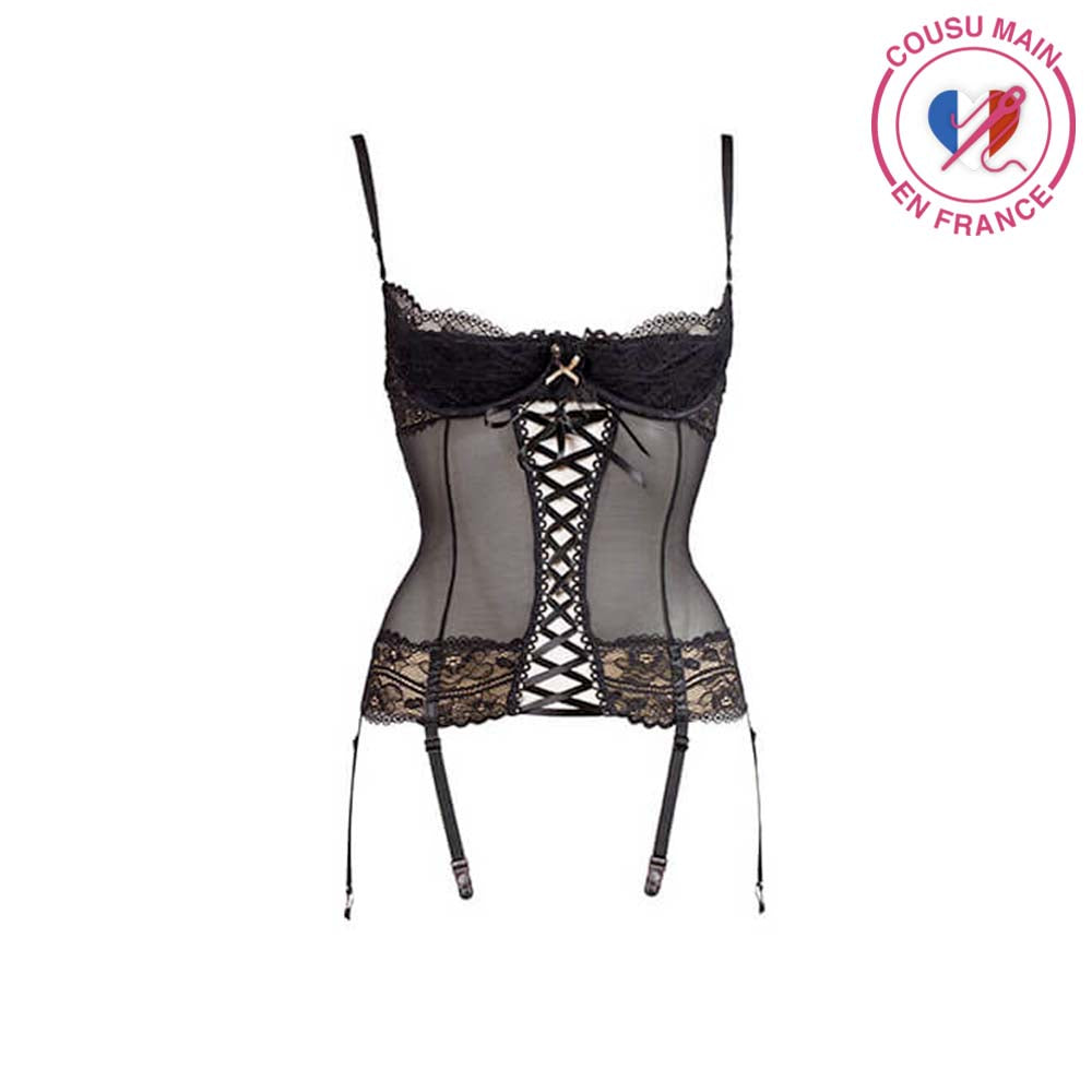 Guêpière Bonnets demi-seins Réglisse Création Luxxa