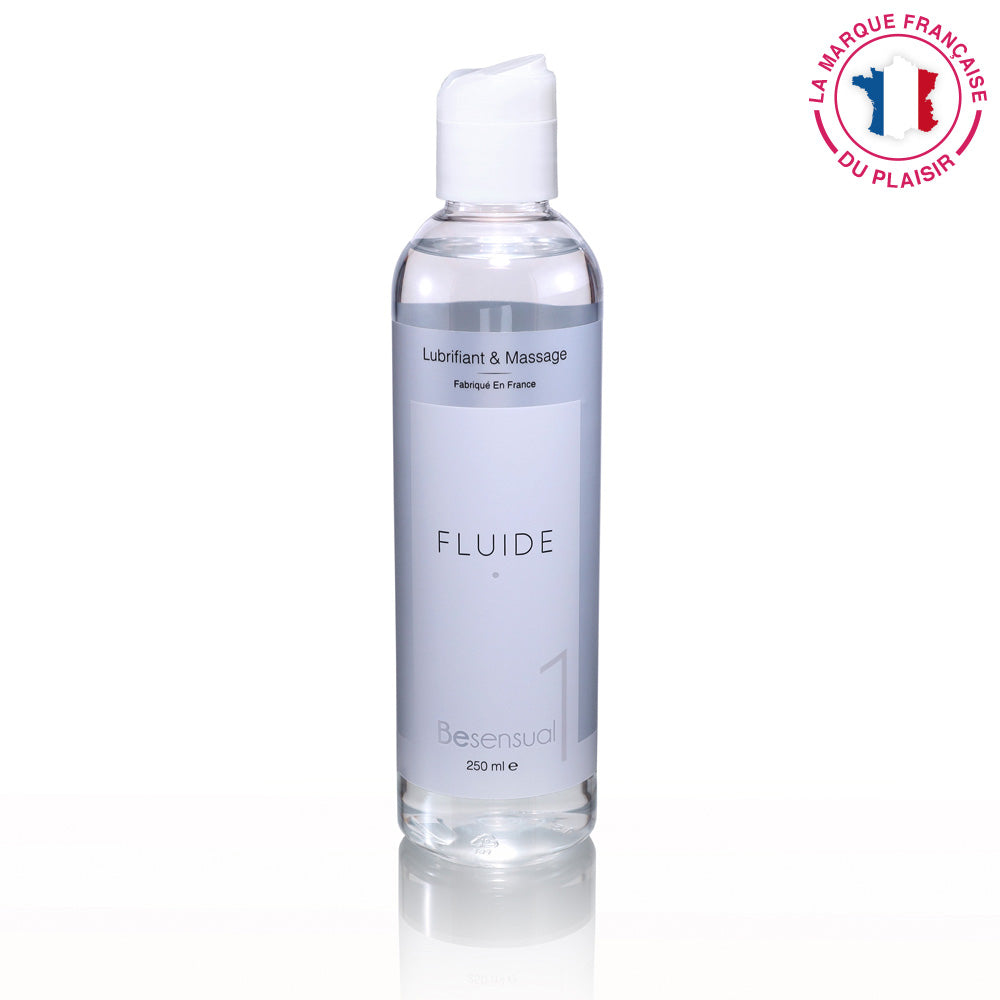 Be Sensual Lubrifiant Original Fluide Karité et Silicone Flacon ouvert Vue de face fond blanc