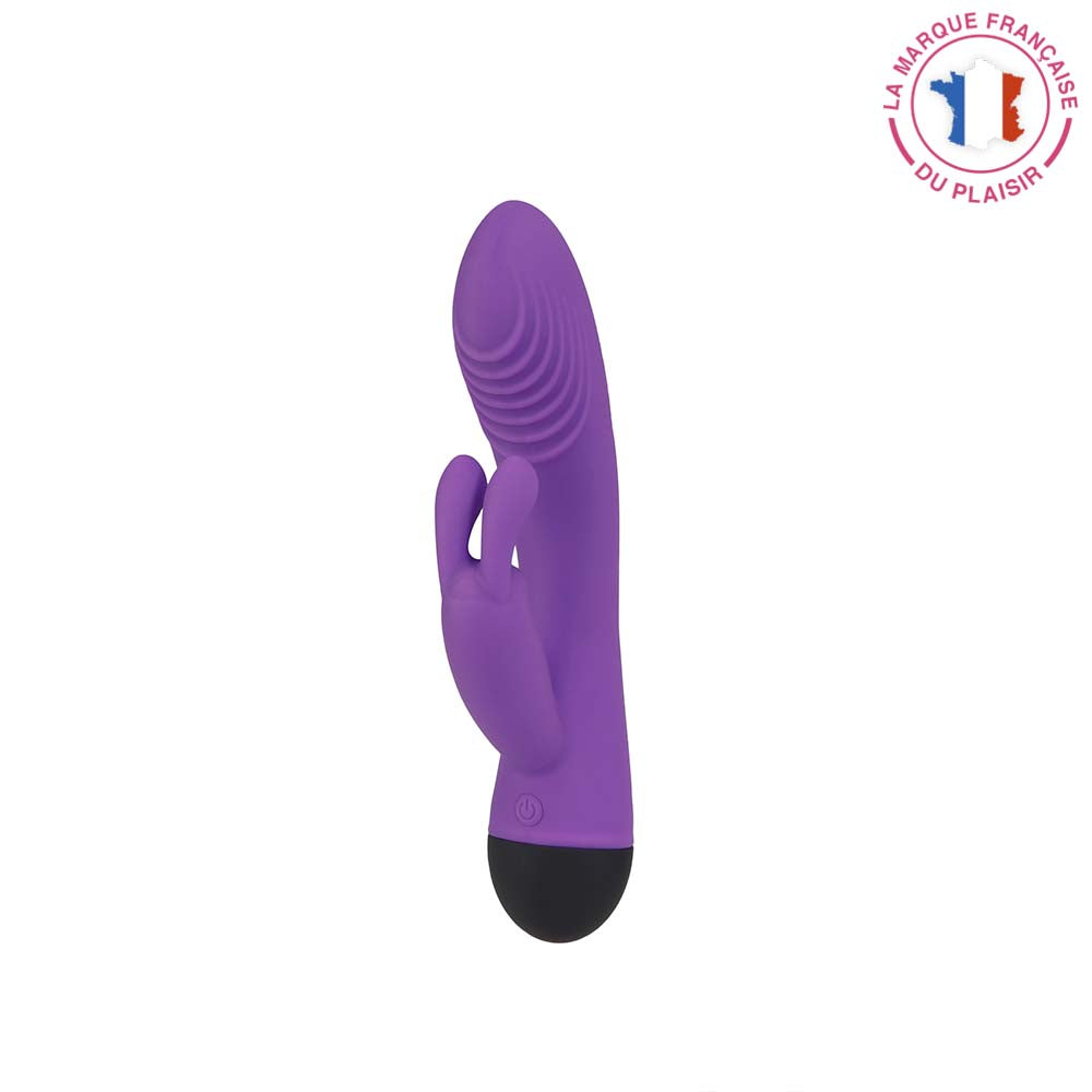rabbit cocasse be happy - double-stimulation- idéal pour débutante - violet en silicone- vue de face