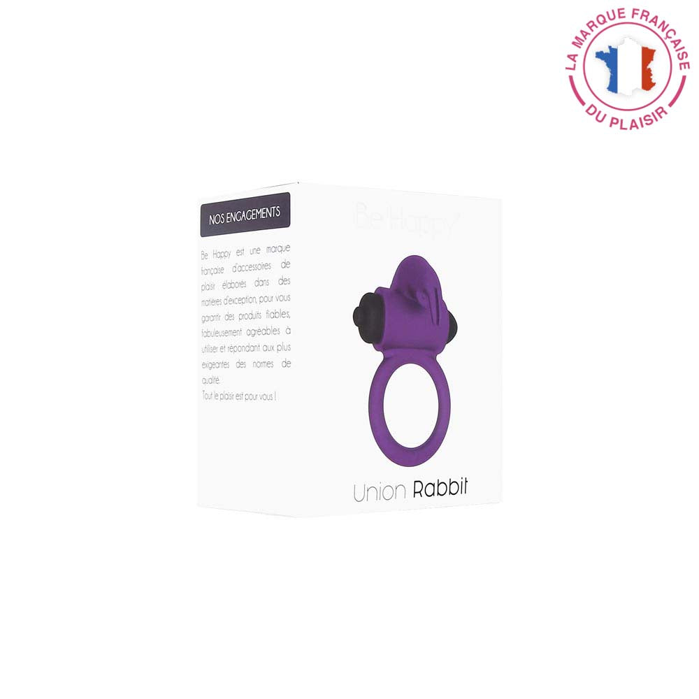 Be happy - anneau vibrant couple - stimule le clitoris effet cockring améliore l'érection - en silicone violet- boite recto