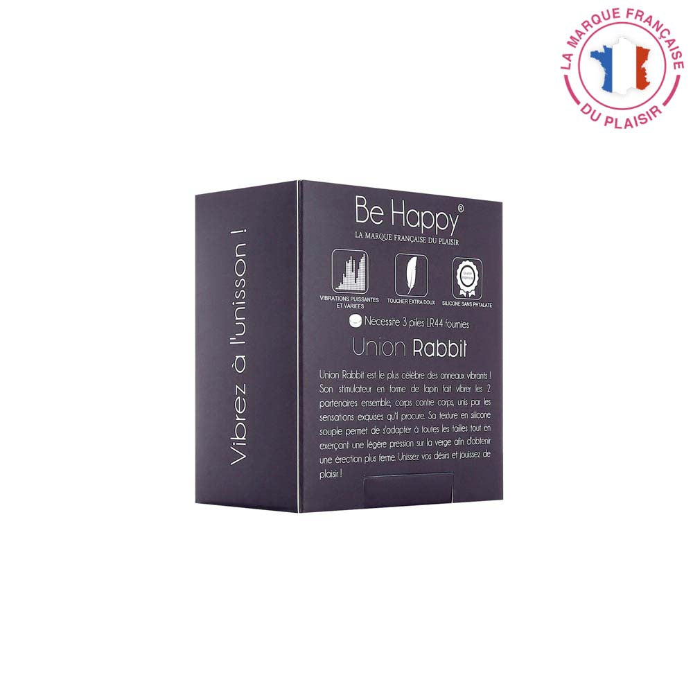 Be happy - anneau vibrant couple - stimule le clitoris effet cockring améliore l'érection - en silicone violet- boite verso