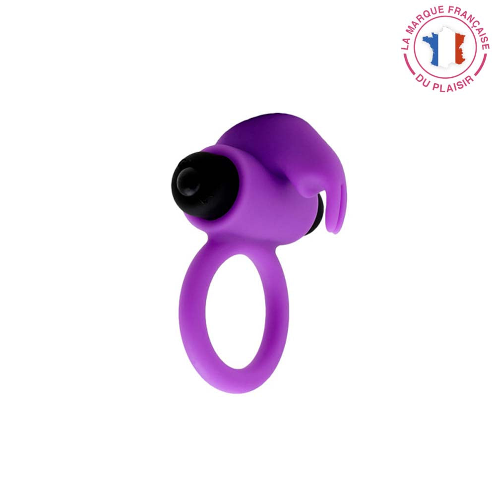 Be happy - anneau vibrant couple - stimule le clitoris effet cockring améliore l'érection - en silicone violet- vue de profil 