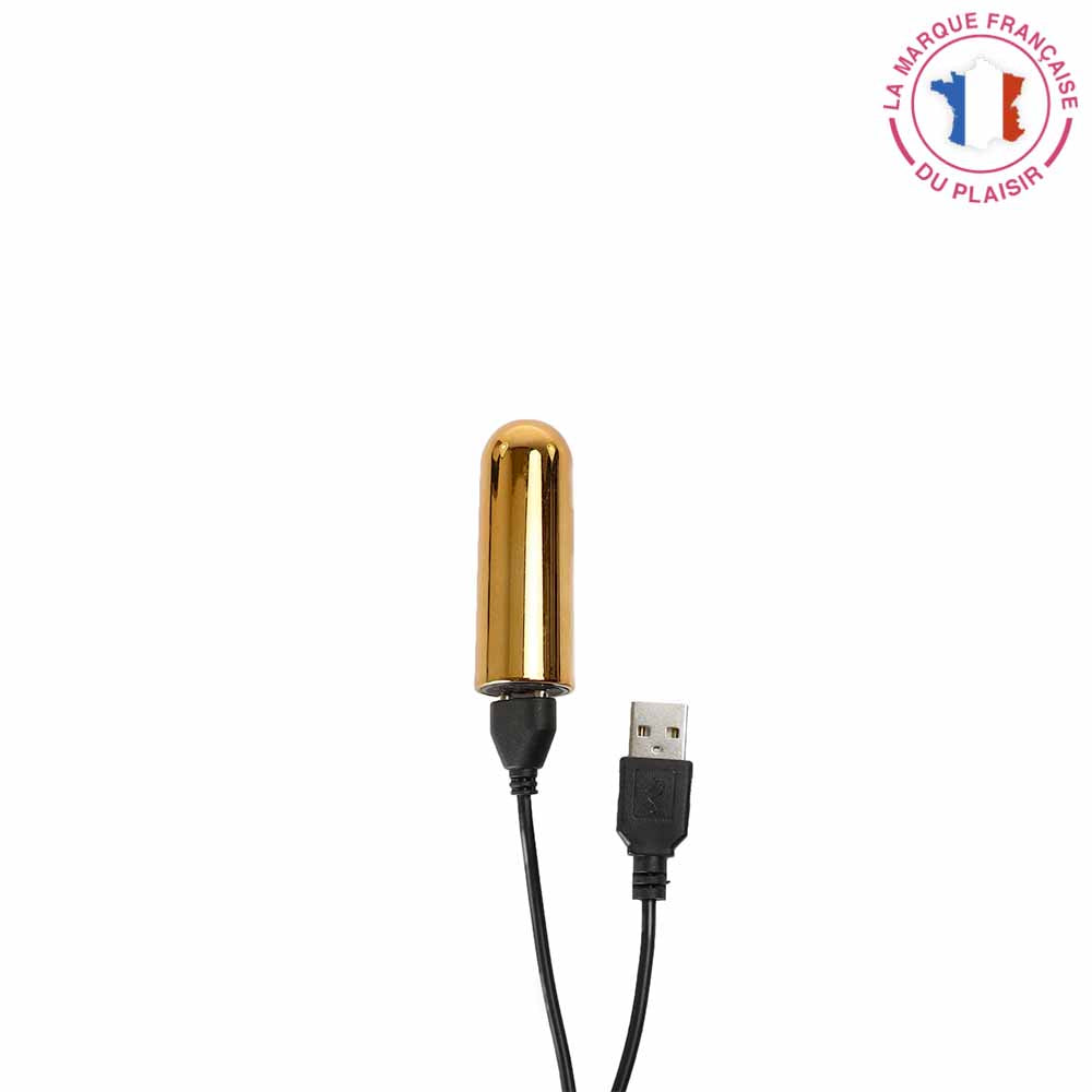 be happy- stimulateur clito lèvres vibrant 3 en 1 noir et doré avec accessoires - chargeur et bullet