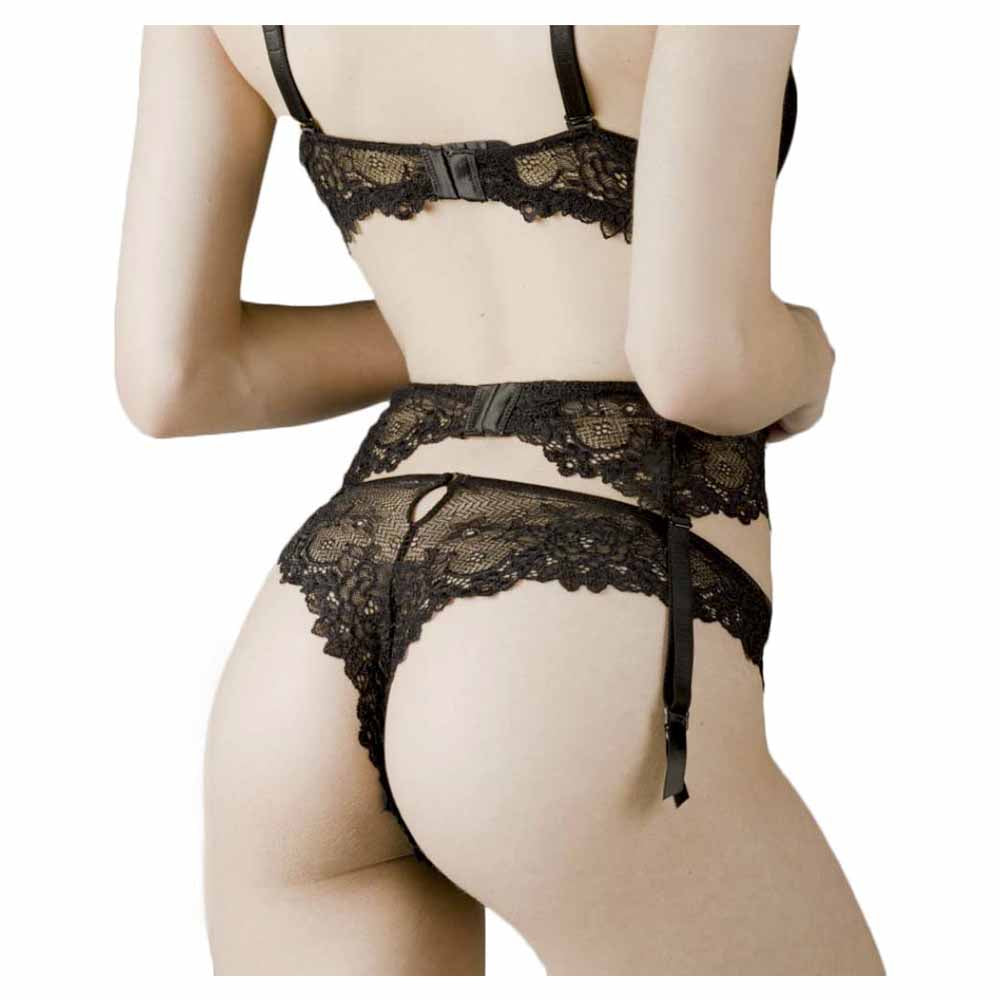 Valege Dahalia Porte Jarretelles Dentelle Romantique Sexy Noir Femme Vue de Dos