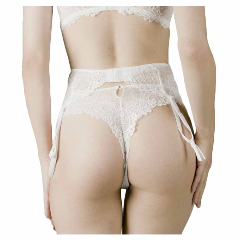 Valege Dahalia Porte Jarretelles Dentelle Romantique Sexy Blanc Femme Vue de Dos