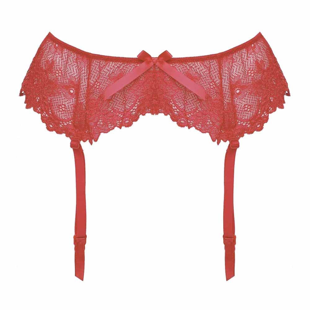 Valege Dahalia Porte Jarretelles Dentelle Romantique Sexy Rouge Article Vue de Face