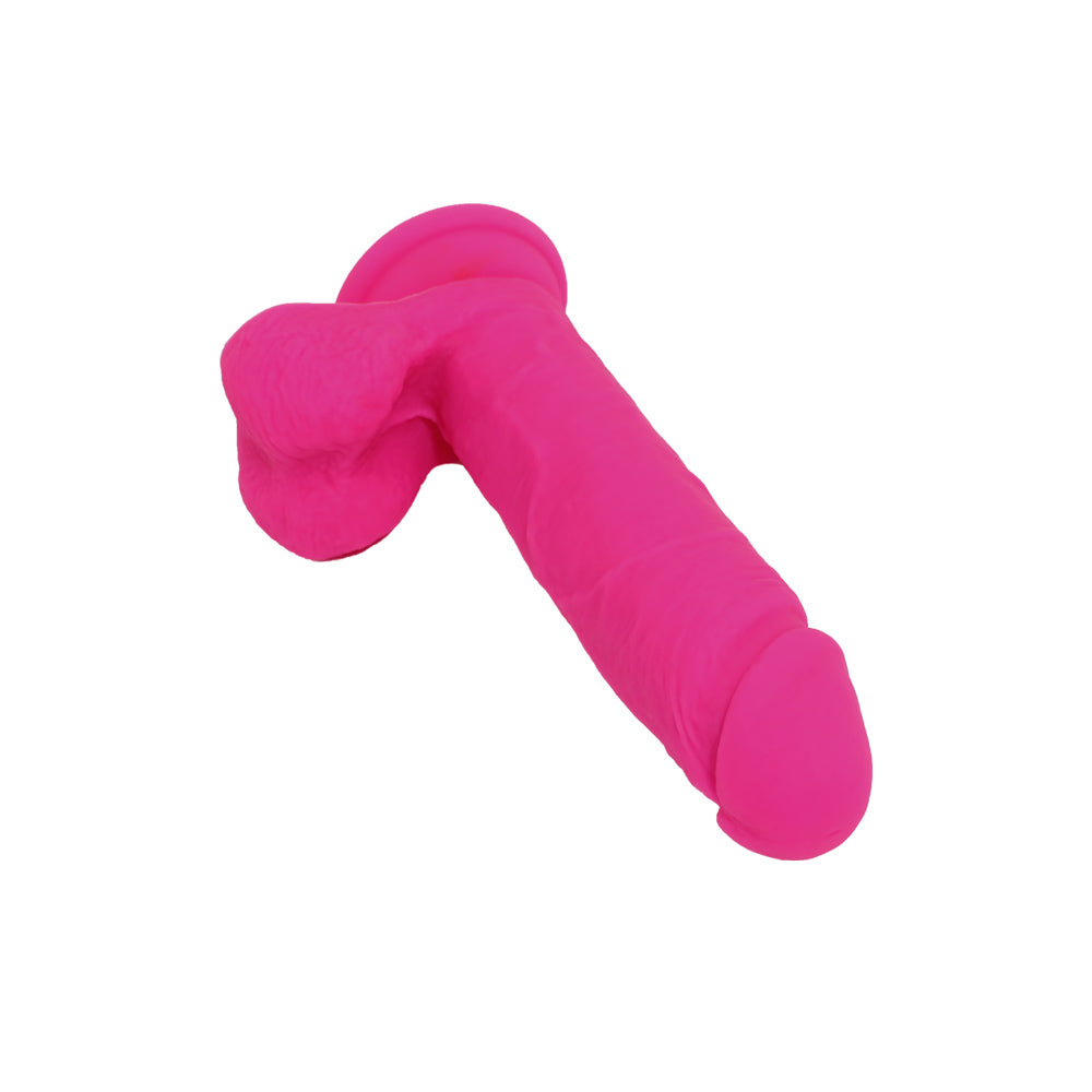 Be Happy Gode Ventouse Vibrant Effervescent Reliefs Réalistes Silicone Rose Télécommandé Vue de Haut avec Chargeur