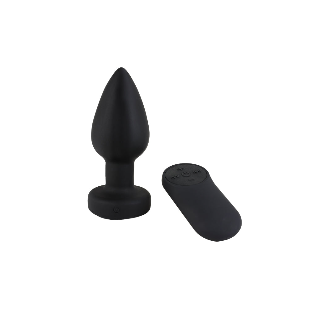 Be Happy Plug Anal Vibrant Electrostimulation Disjoncté Télécommandé Silicone Noir Vue Face