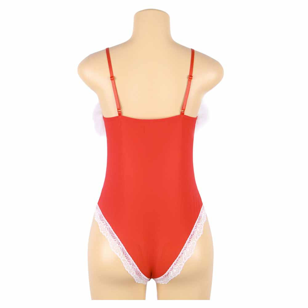 Sensual Lingerie Body Christmas Dream Mère Noël Rouge Blanc Fourrure Dentelle Femme Vue de Dos