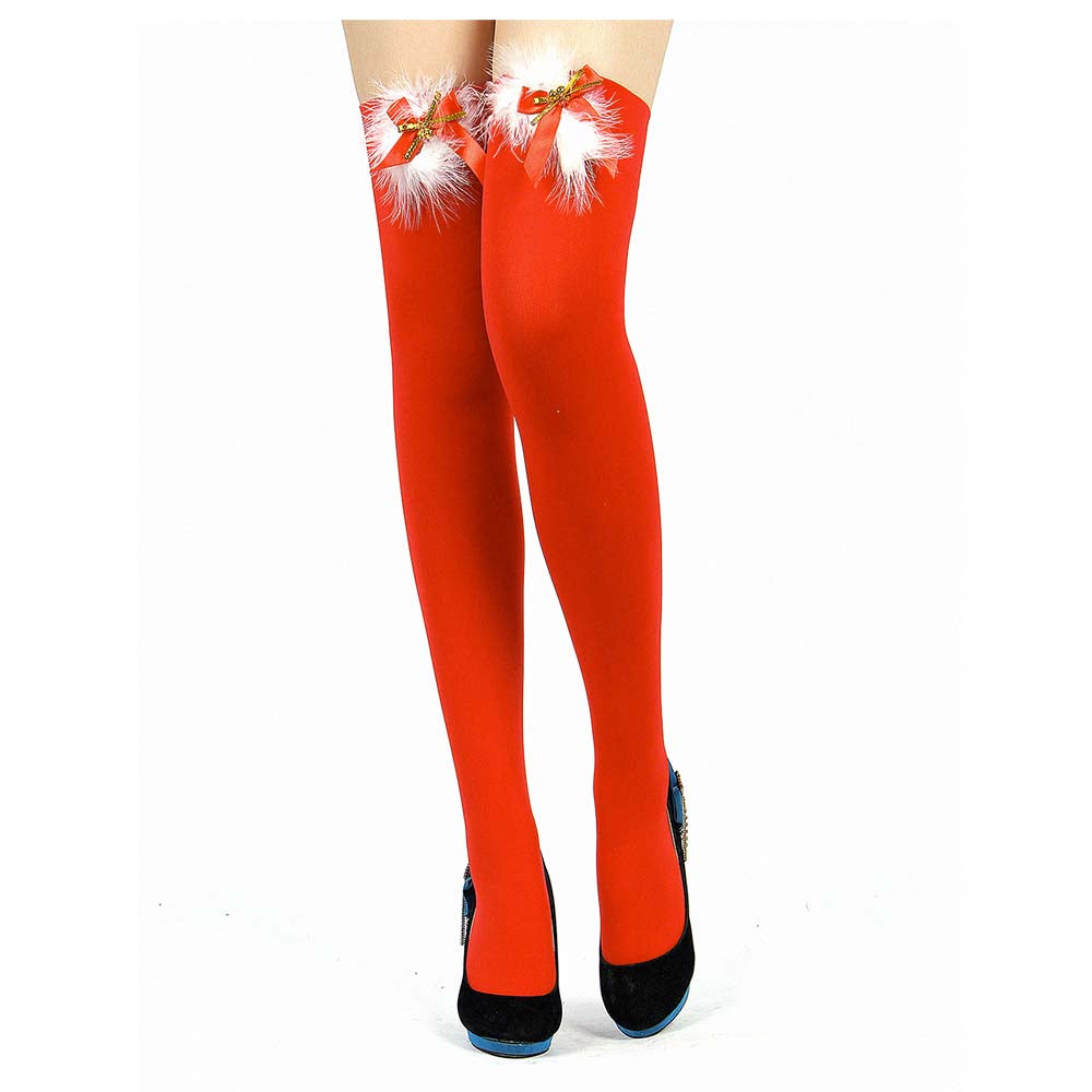 Sensual Lingerie Bas Noël Rouge Blanc Sexy Mère Noël Vue de Face