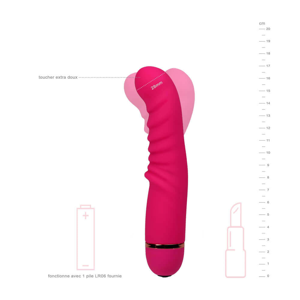 Vibromasseur Point G Prestige Rose avec dimensions