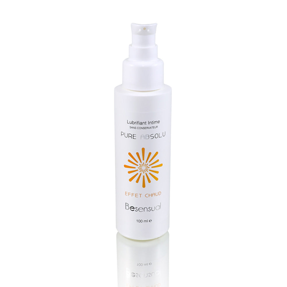 Be Sensual Cosmétiques Lubrifiant à base d'eau Effet Chaud Flacon Vue de Face fond Blanc
