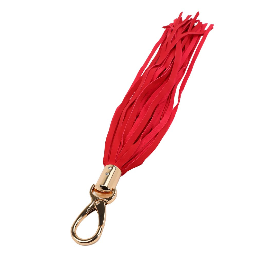 Be Bondage Petit Porte Clé Fouet Similicuir Rouge Doré Vue de Haut