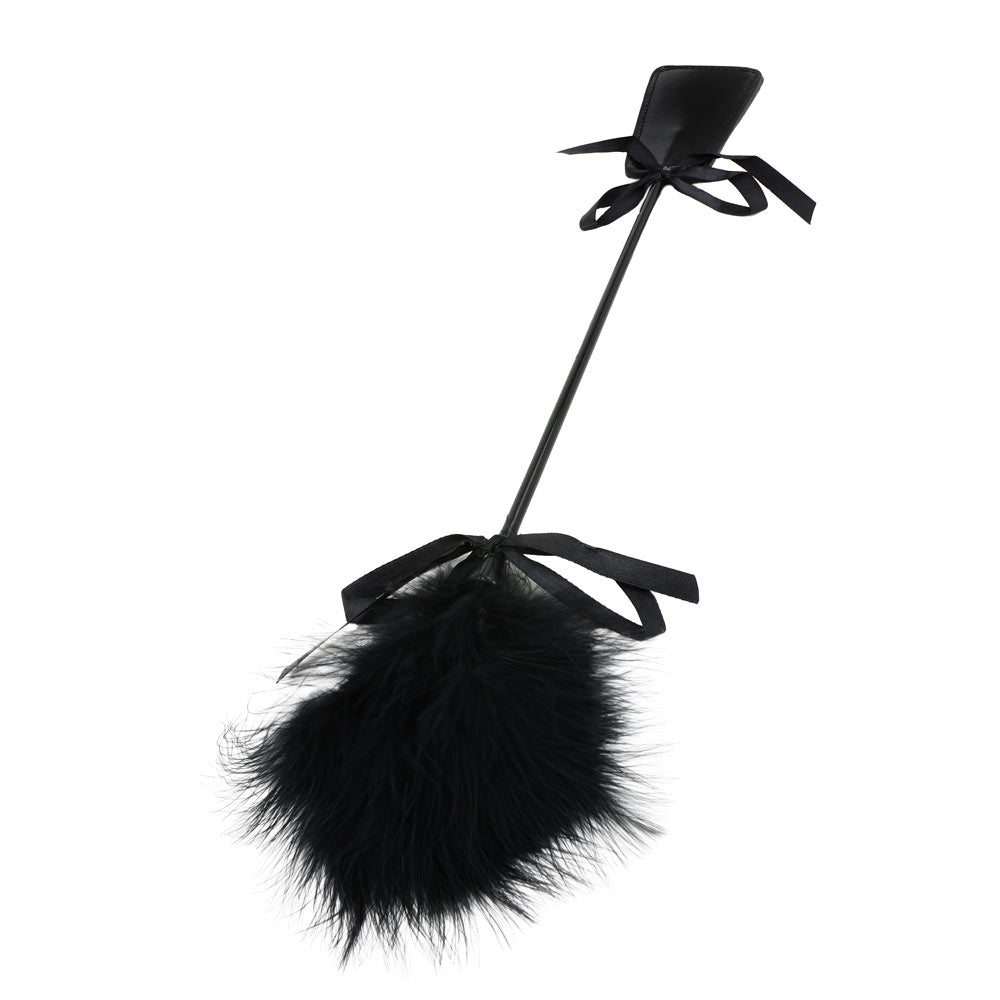 Be Bondage Cravache Plumeau avec Noeuds Noir Vue de Haut 