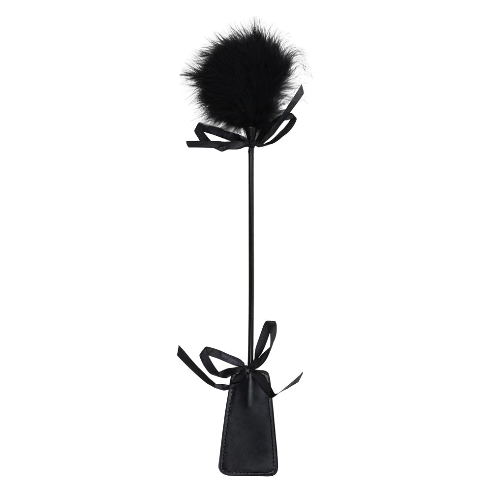 Be Bondage Cravache Plumeau avec Noeuds Noir Vue de Face