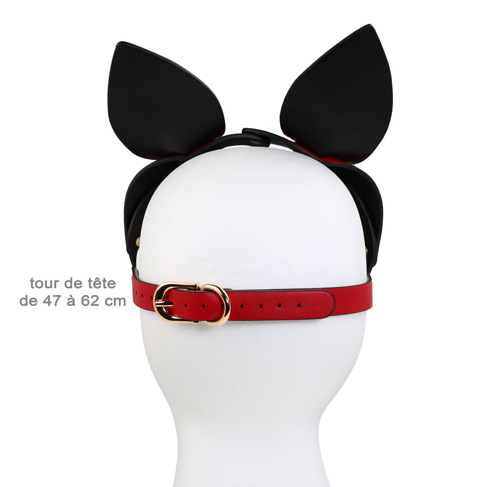 Masque Lapin Court Rouge - Vue de Dos - Be Bondage
