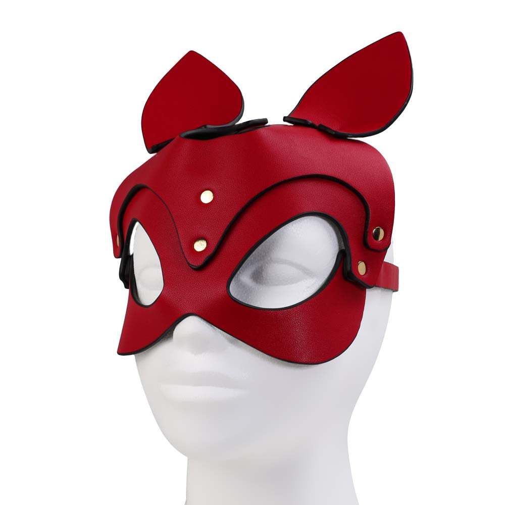 Masque Lapin Court Rouge - Vue de Face - Be Bondage