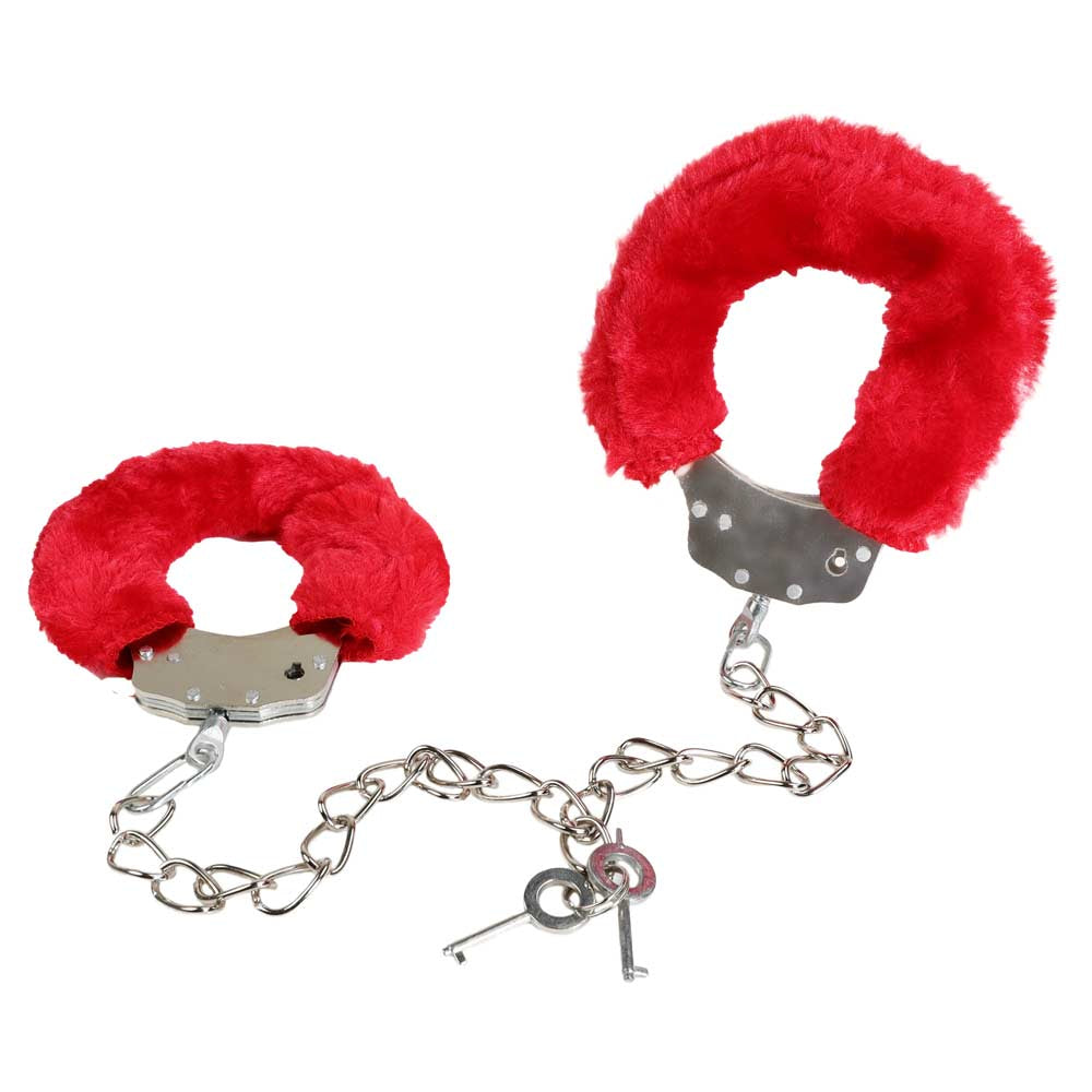 Menottes Frou Frou Pieds Rouge - Vue Complète - Be Bondage