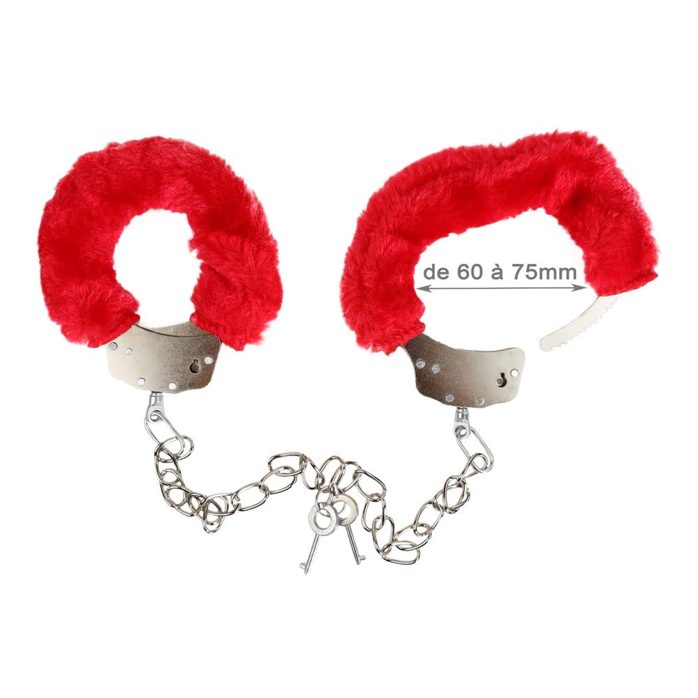 Menottes Frou Frou Pieds Rouge - Vue Technique - Be Bondage