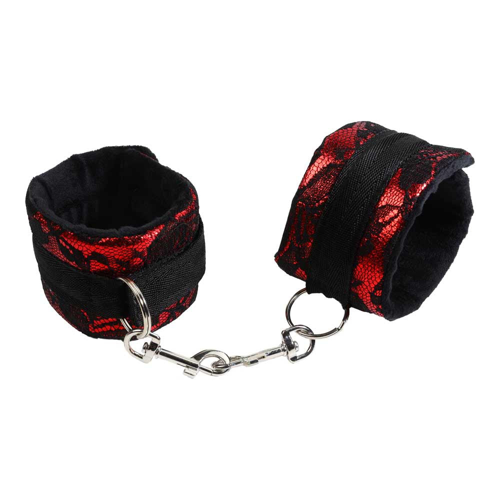 Menottes Dentelle Bicolore - Vue Complète - Be Bondage