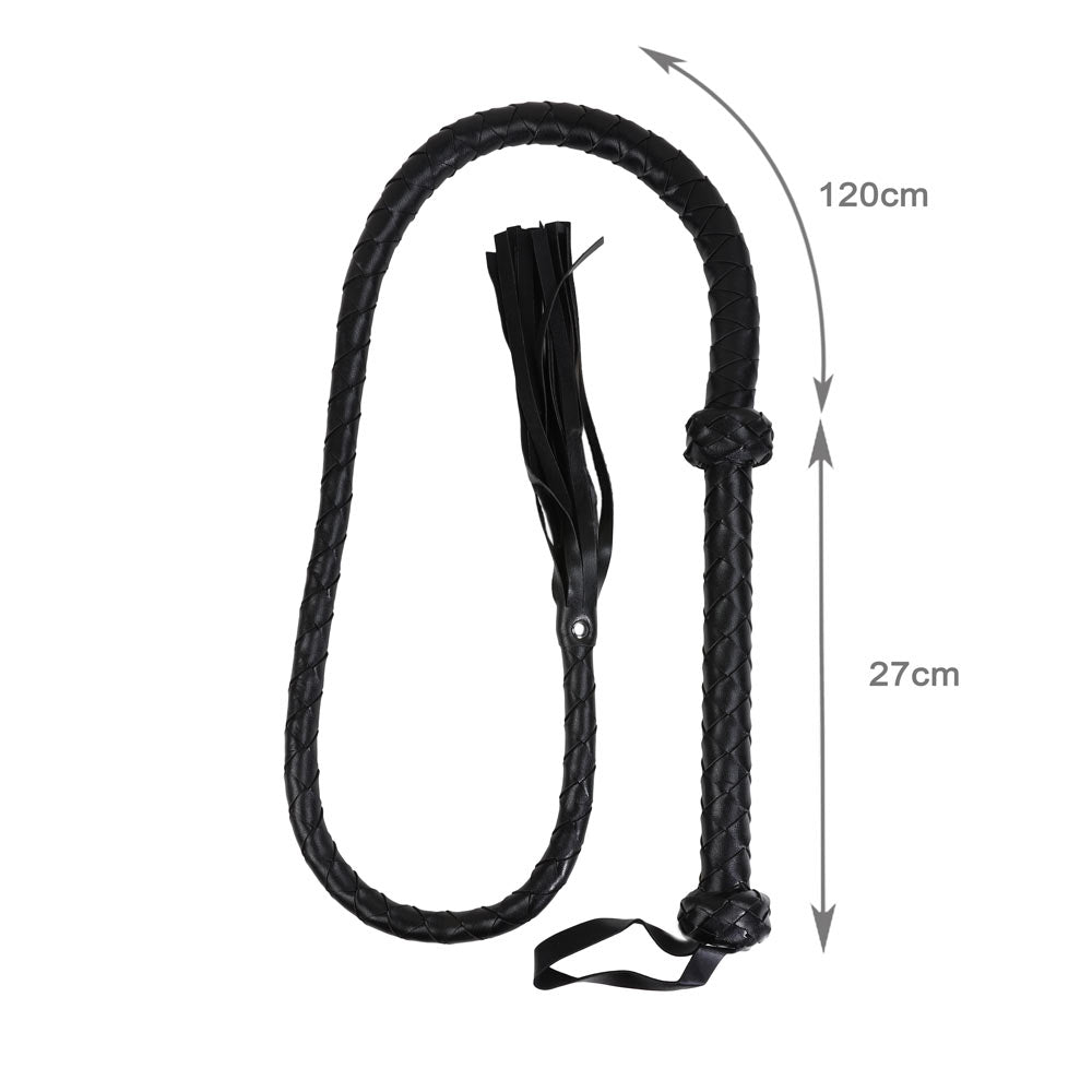 Fouet Arabe Tressé Long BDSM Hard - Vue Technique - Be Bondage