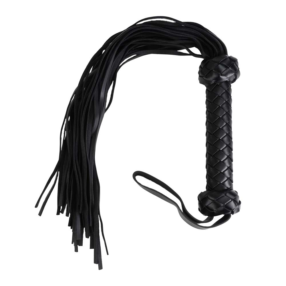 Fouet Arabe Court Manche Tressé PVC BDSM - Vue de Face - Be Bondage