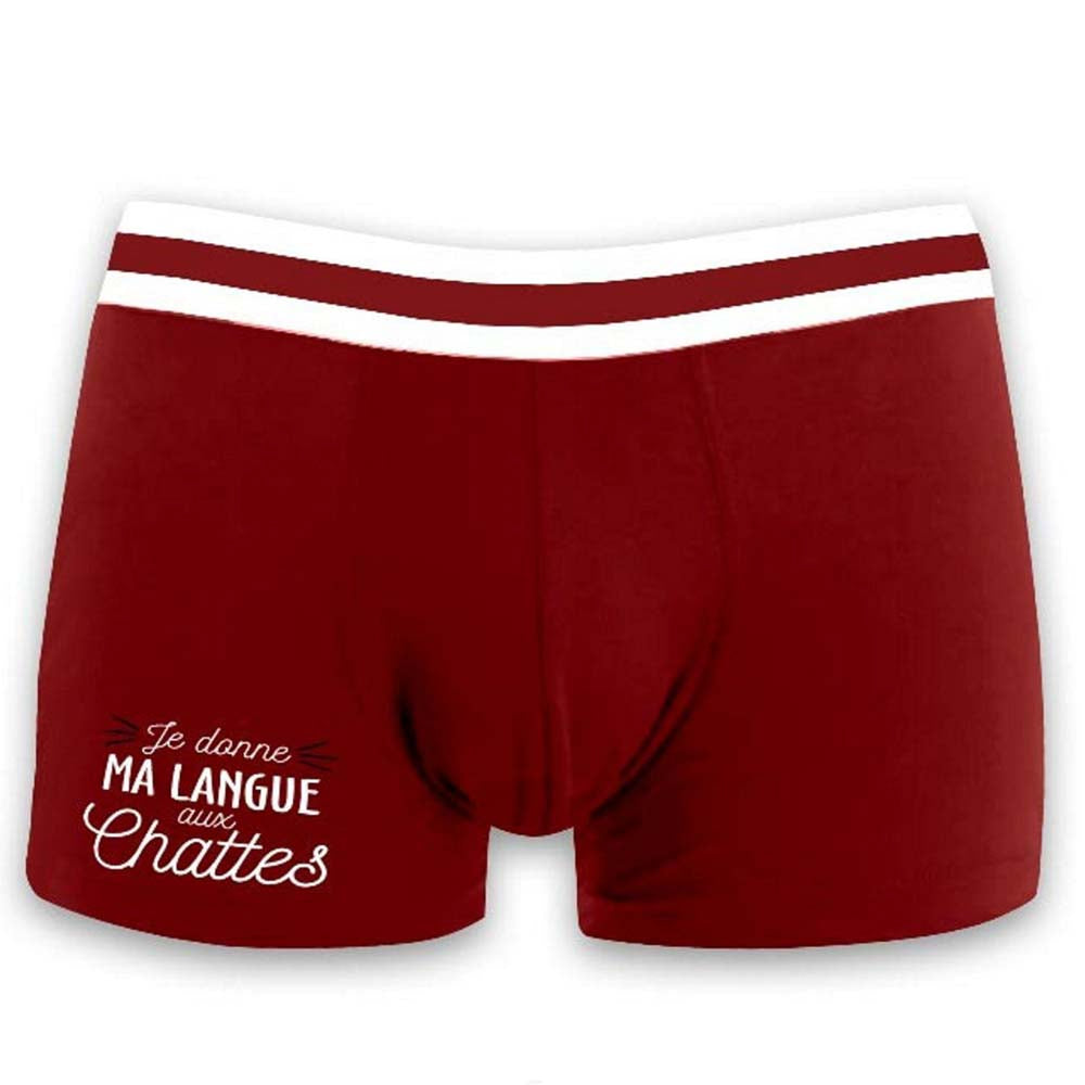 Boxer Je Donne Ma Langue aux Chattes Rouge - Vue Complète - La Main au Panier