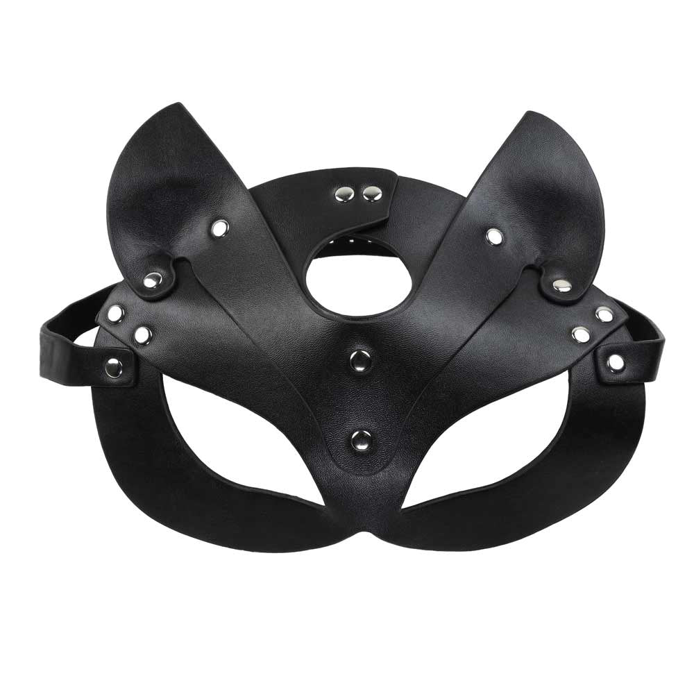 Masque BDSM à oreilles pointues vu de face
