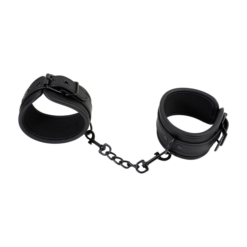 Menottes Noir Poignets - Vue Complète - Be Bondage