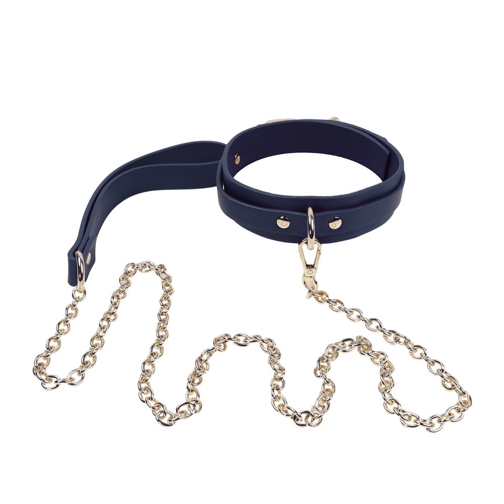 Collier & Laisse BDSM - Cuir et Métal - vue côté - Be Bondage