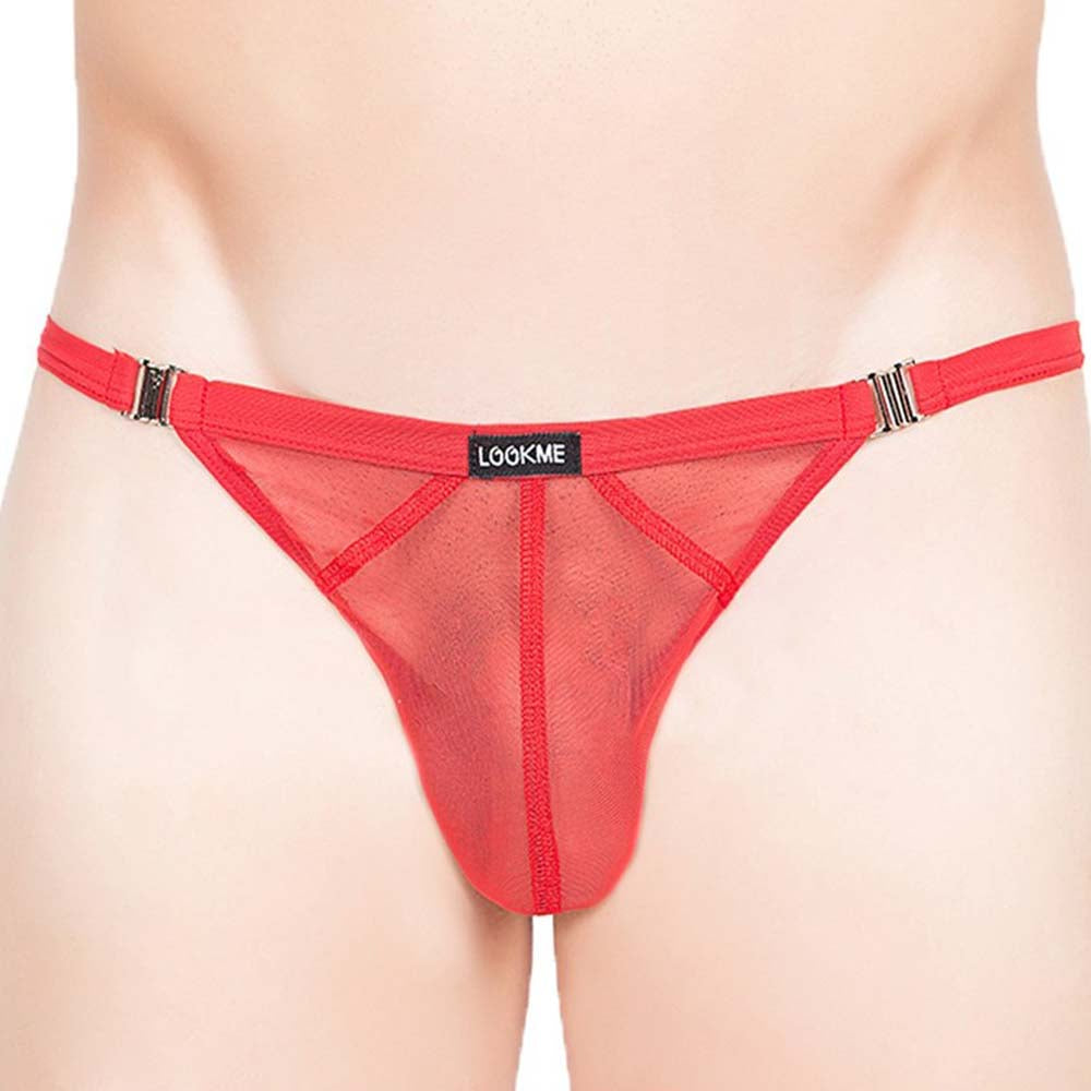 String Malibu rouge porté de face