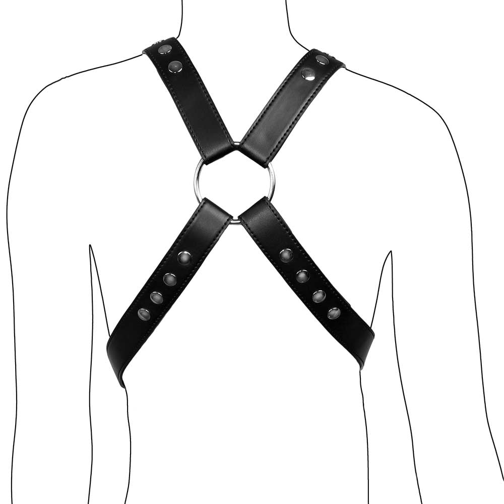 Harnais Spartacus Noir Torse Homme - Vue Dos - Be Bondage