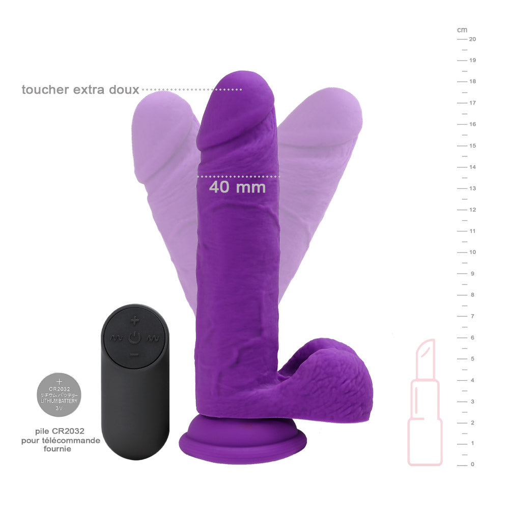Be Happy Gode Ventouse Vibrant Effervescent Reliefs Réalistes Silicone Rose Télécommandé Vue de Face