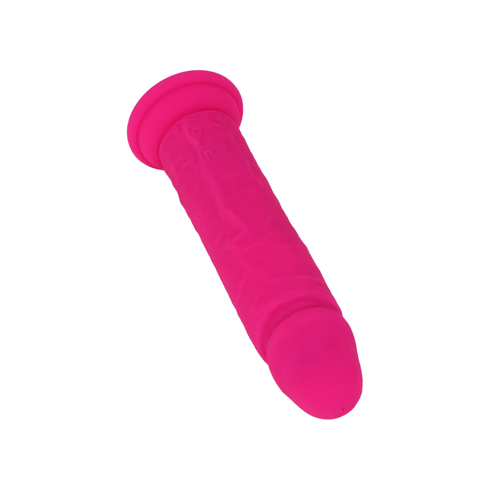 Be Happy Trépidant Gode Réaliste Sans Testicules Reliefs Vibrant Télécommandé Silicone Liquide Violet Vue de Face
