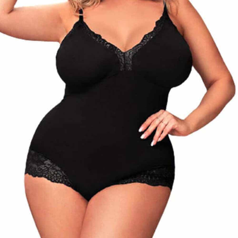 Body Charming- sensual lingerie- noir en dentelle- queensize - porté vue de face