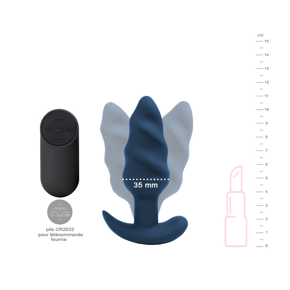 schema taille et dimensions torsade plug anal vibrant