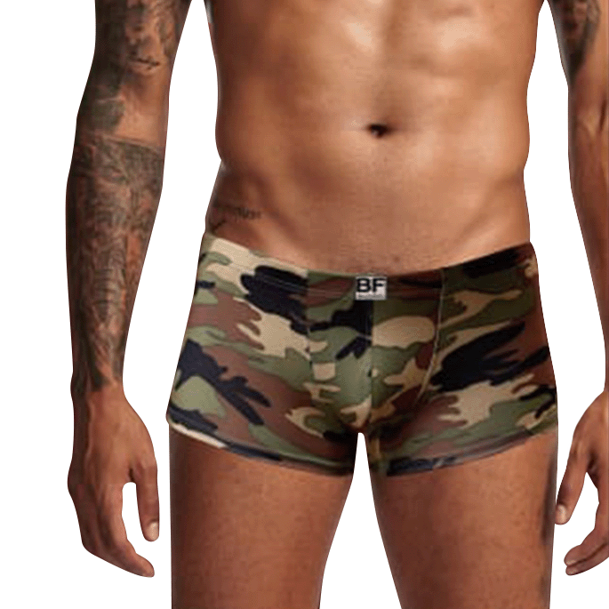 Boxer homme Gérald - Imprimé militaire - vue de face - Bellyfashion