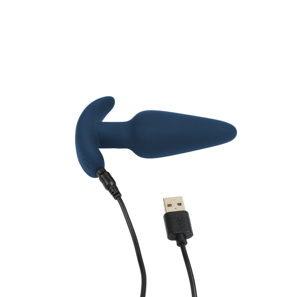 TEMPETE - petit plug vibrant télécommandable bleu nuit pour débutante