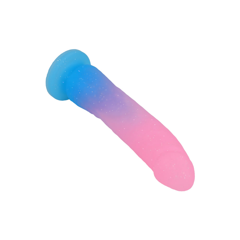FIONA - gode ventouse à palliettes multicolore avec dégradé de bleu et de rose pale