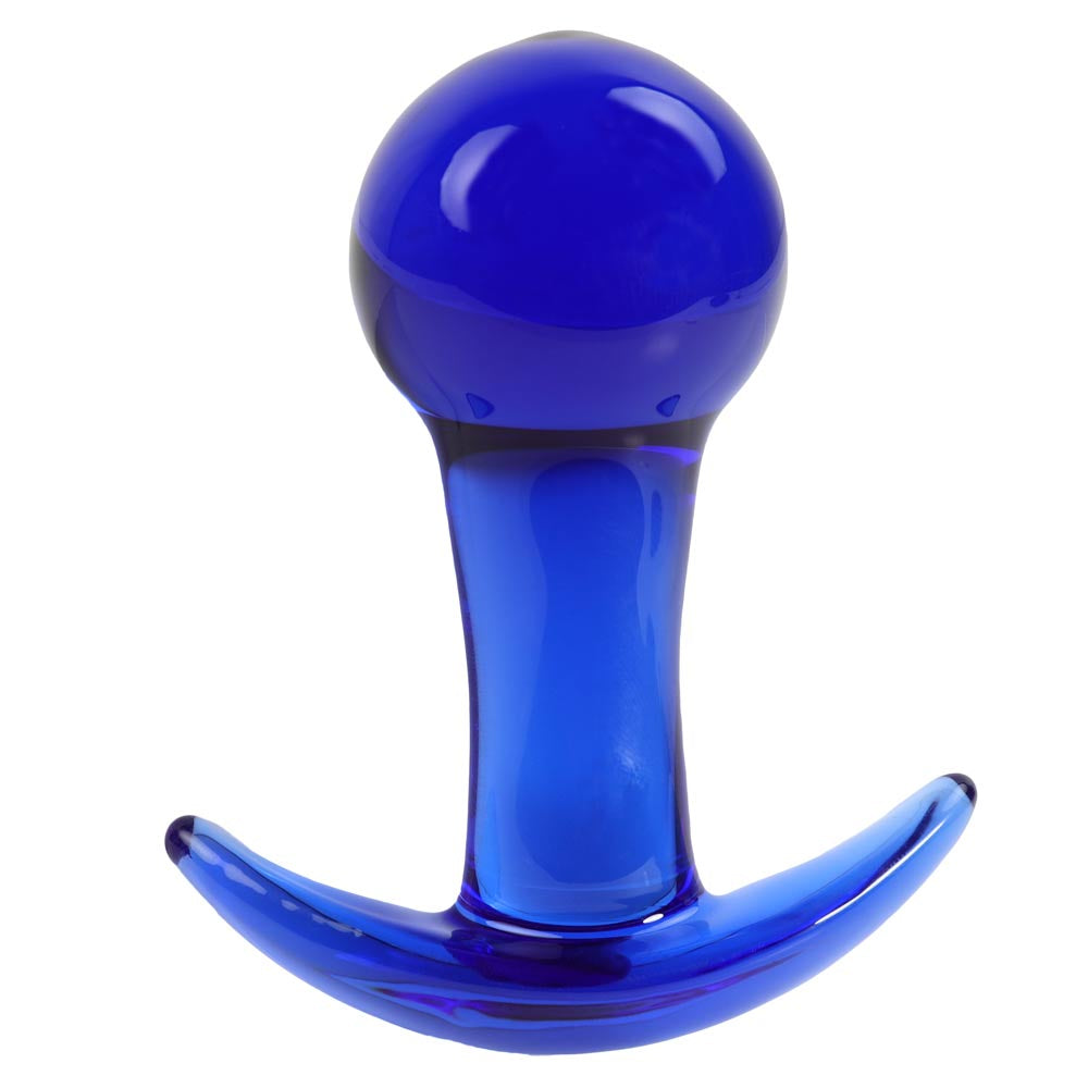 Plug en verre avec arrêt en T, bleu nuit