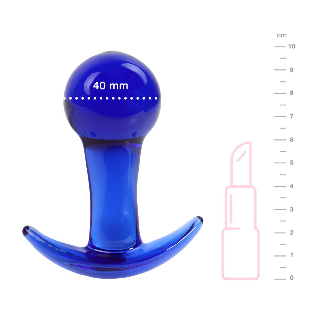 Plug en verre avec arrêt en T, bleu nuit