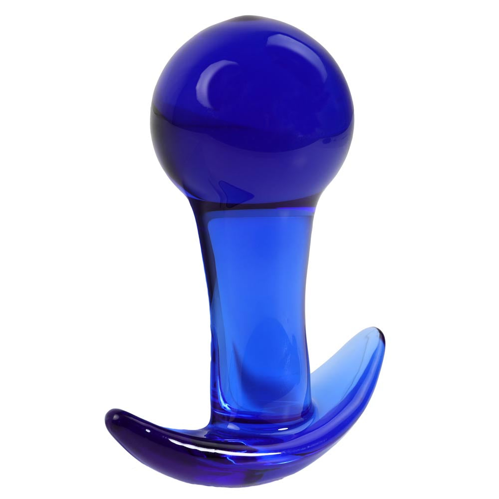 Plug en verre avec arrêt en T, bleu nuit