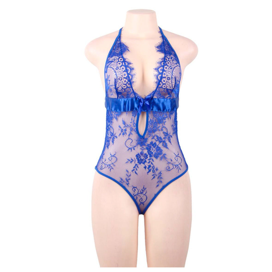 Body-fesses-nues-dentelles-satin-Hortensia-bleu-Sensual-Lingerie-porte-femme-face